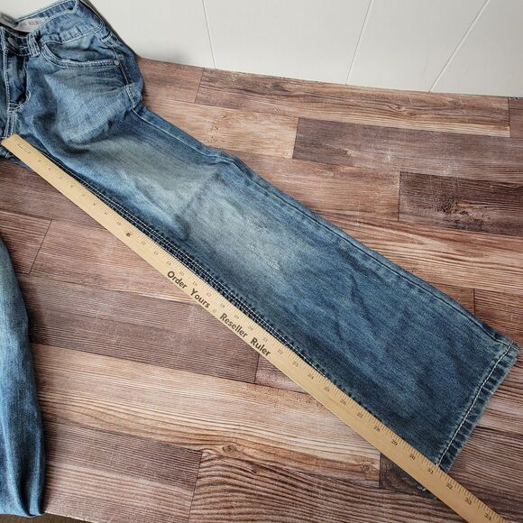 Rock & Roll Men's 29 x 32 Jeans Cowboy Distressed Pistol Regular Fit Boot Cut - Picture 10 of 13